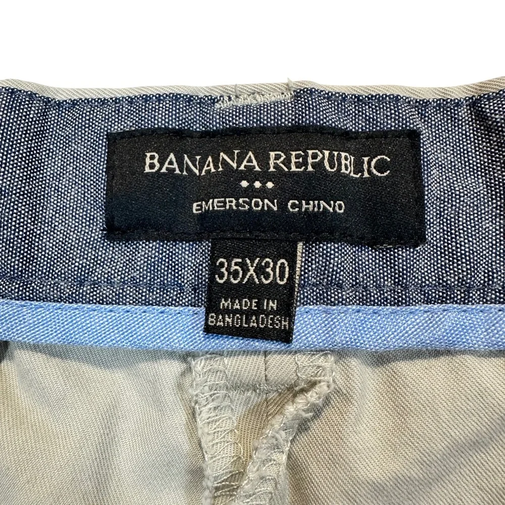 Banana Republic Emerson Chino Khaki Tan Straight Leg Pants 35x30‎ Mens Casual